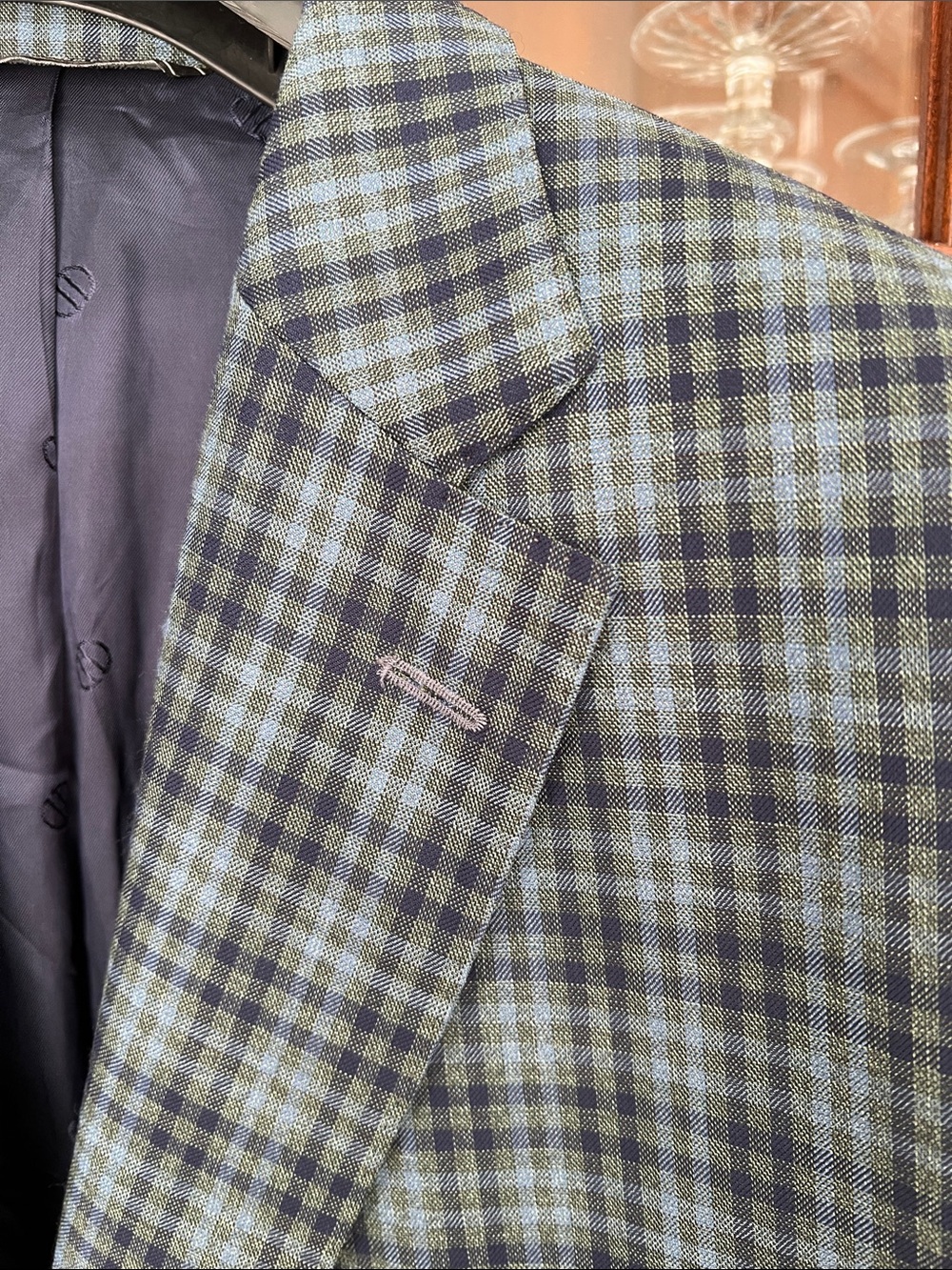 David Donahue Olive and Navy Plaid Sport Coat